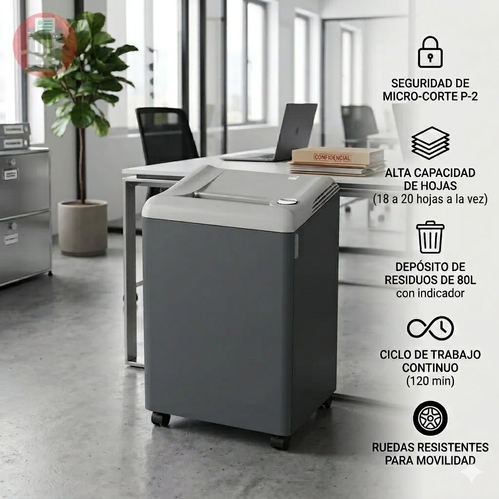 La EBA 2127 S es una trituradora profesional de alto rendimiento. Con motor 580W y seguridad SPS, destruye papel, CDs y tarjetas. Calidad en tu oficina.