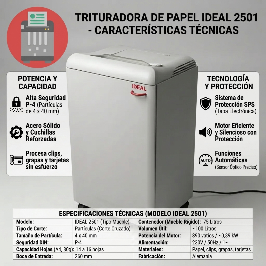 Trituradora De Papel Ideal 2501