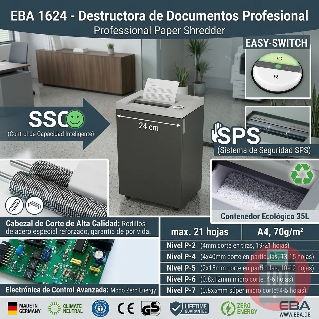 Trituradora De Papel EBA 1624 S Tiras