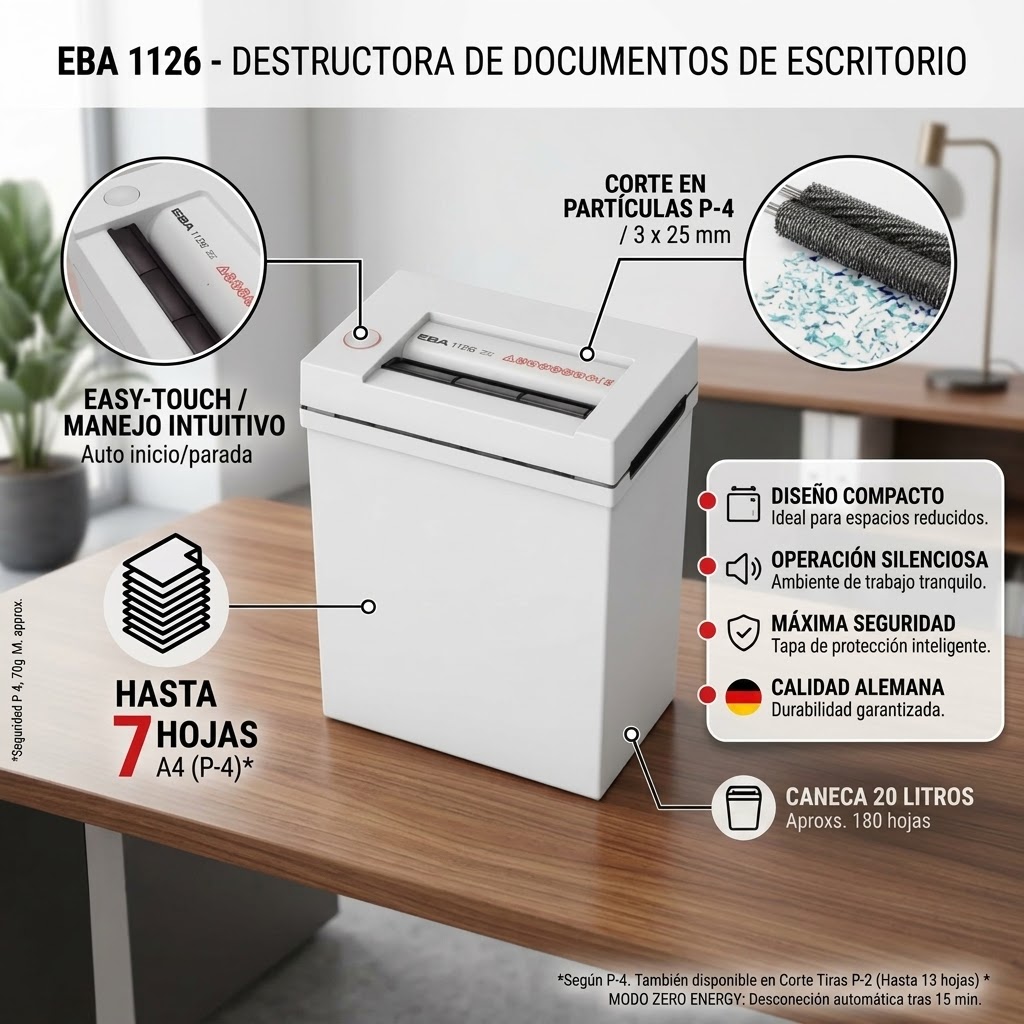 Trituradora de Papel EBA 1126 C 2×15