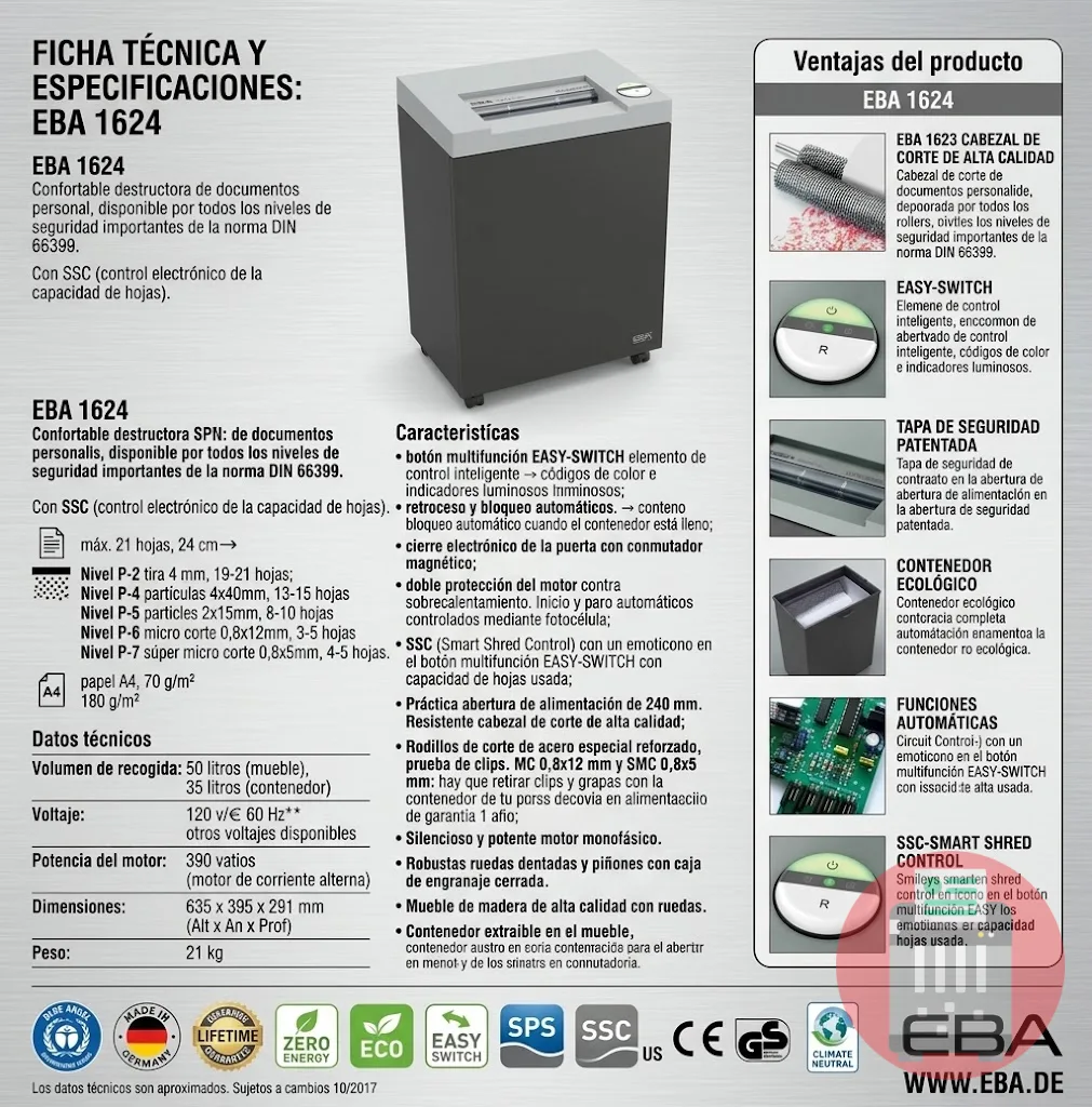 Trituradora de Papel EBA 1624 C
